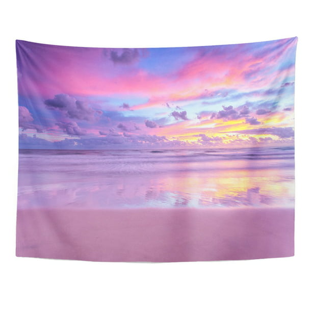 Ocean Tapestry Beach Wall Tapestry with Art Trippy Home Decorations for Pink 
